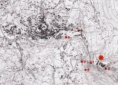 Fig. 1. Localizzazione del Monastero di S. Scolastica (rif. Carta Archeologica della Provincia di Roma, 2004, Tav. XC)